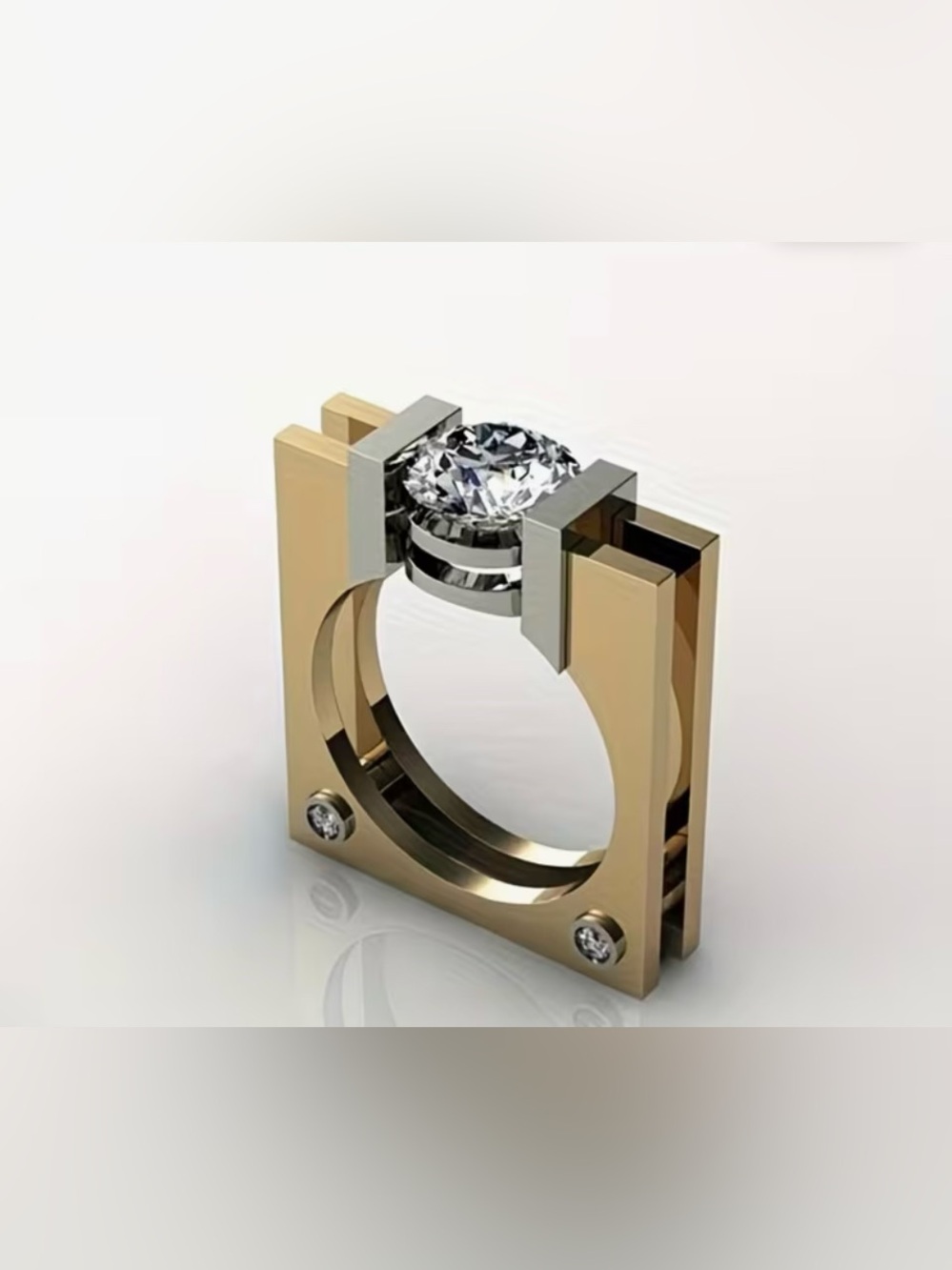 Astrid Two-Tone Architectural Cubic Zirconia Statement Ring | Size 6 | NWT